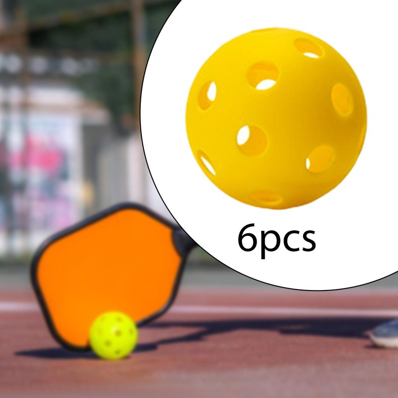 Yellow 6pcs Indoor Pickleball Balls - 26-Hole Hollow Sanctioned Tournament Balls