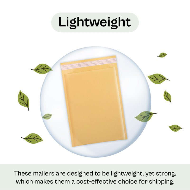 Kraft Bubble Mailers for Shipping - Self-Sealing Envelopes, Water-Resistant Protective Mailers