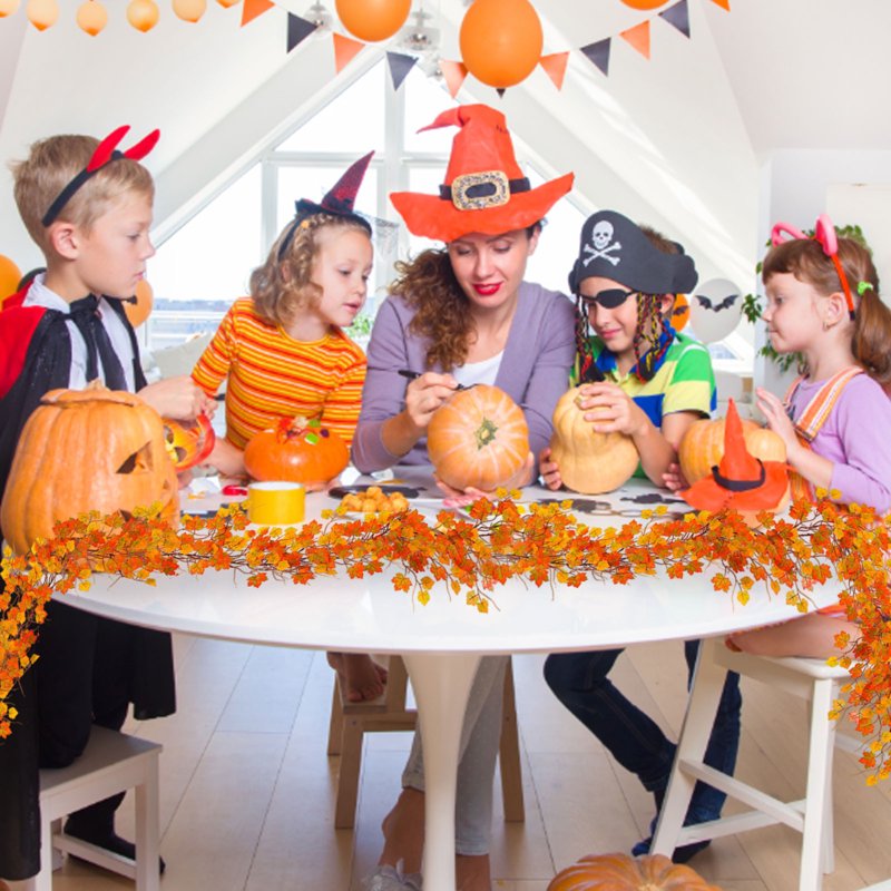 Halloween & Thanksgiving Maple Leaf Garland 78 Inch Artificial Fall Decor
