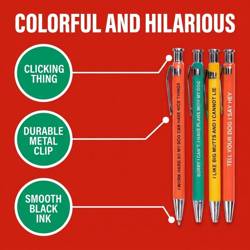 Funny Dog Lover Pens 5-Pack - Snarky Sayings Ballpoint Gag Gift