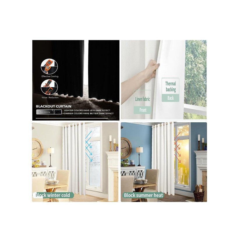Blackout Room Darkening Window Curtains 84 Inch Length - Silver, Charcoal, Lime, Blue