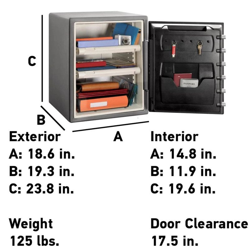 Fireproof Security Safe with Combination Lock 2 Cu Ft Steel Gray