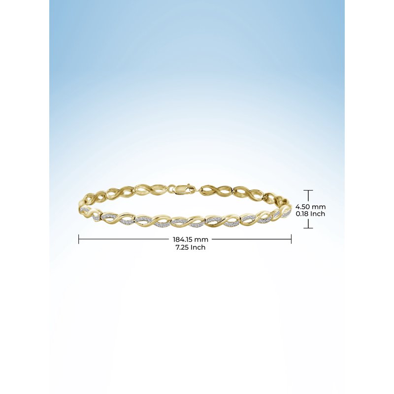 Infinity Bracelet with White Diamond Accents - 14k Gold-Plated Jewelry for Women