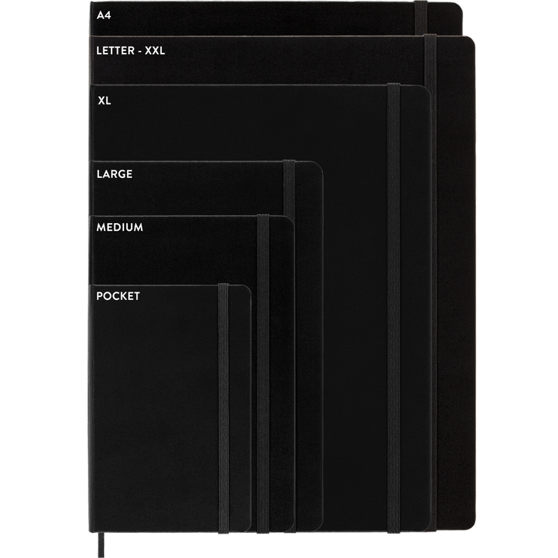 Large Classic Hard Cover Notebook - 5 x 8.25 Inches, Black, Ruled Paper