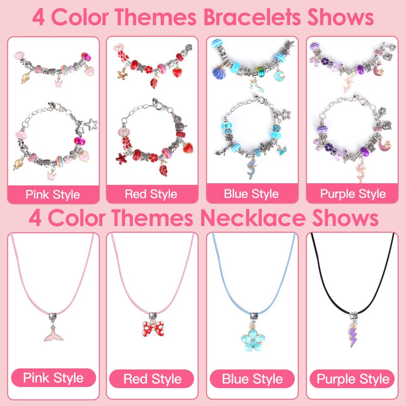 DIY Charm Bracelet Making Kit for Kids Teens - Jewelry Craft Set with Gift Box