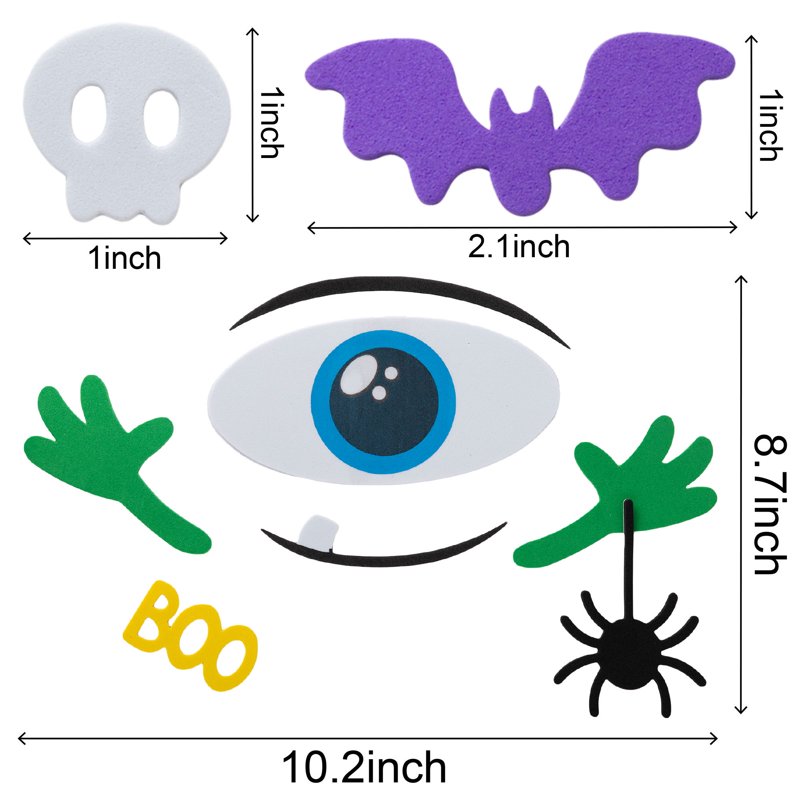 Joyfy 15 Pack Halloween Foam Pumpkin Decorating Stickers - 15 Designs, Jack O Lantern Face Craft Kit for Kids