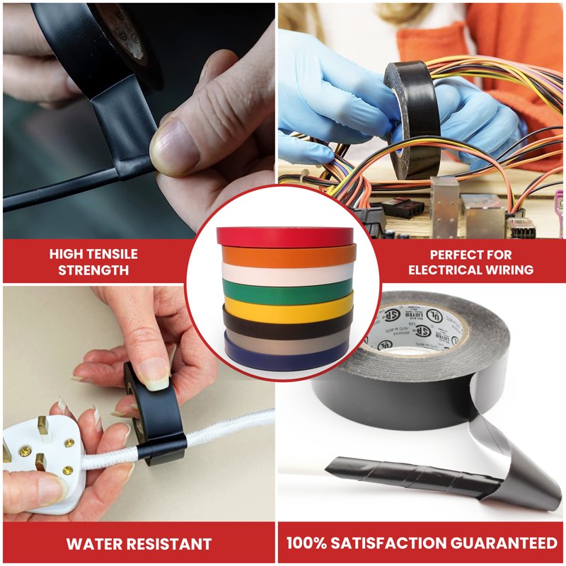 Rainbow Pack 3/4 in. x 66 ft Electrical Tape - 10 Rolls UL/CSA Listed