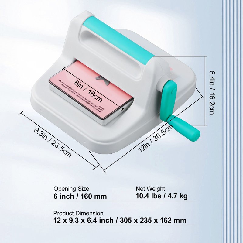 Manual Die Cutting & Embossing Machine Kit - 6 Inch Wide, Portable for Scrapbooking and Card Making