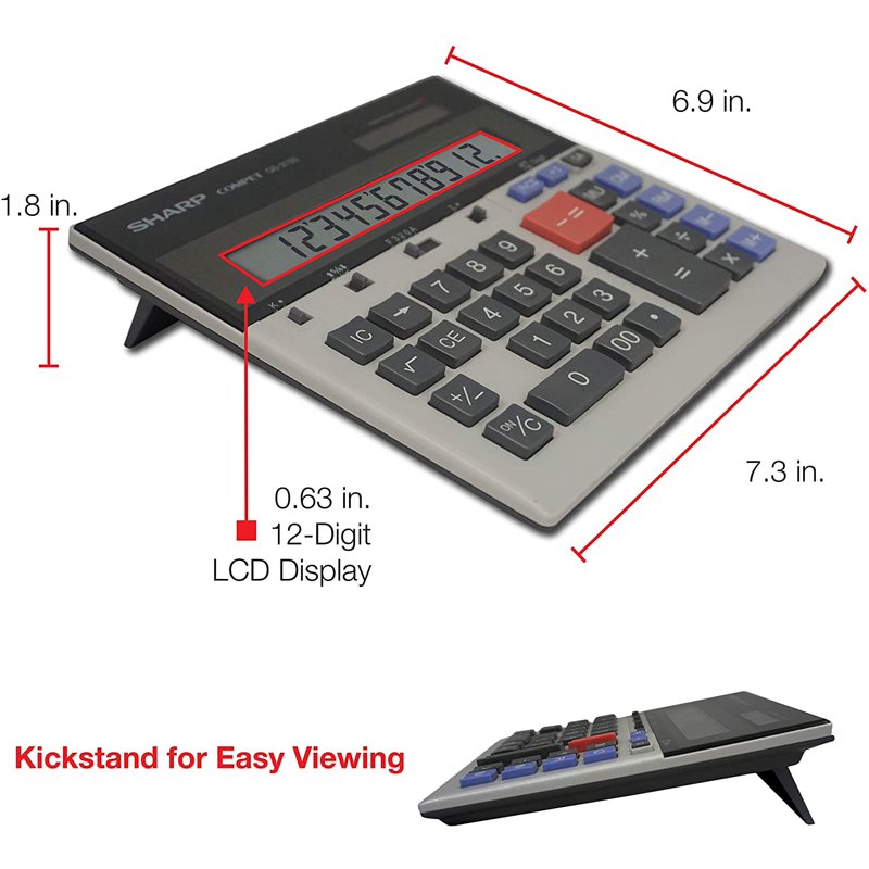 Compact Desktop Calculator with Solar Power and Memory - Sharp QS-2130
