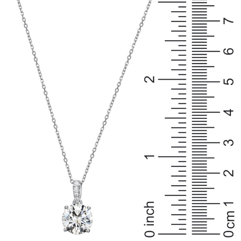 Moissanite Solitaire Pendant Necklace in Two-Tone Sterling Silver - 2 Carats