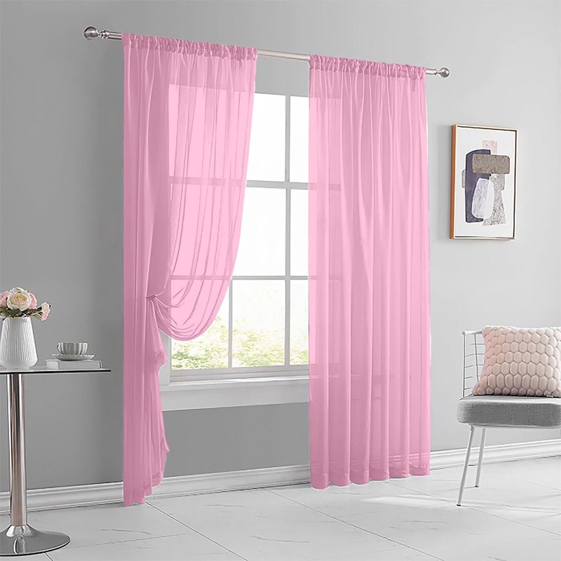 Semi-Sheer Light-Filtering Polyester Window Curtain Panel for Living Room & Bedroom