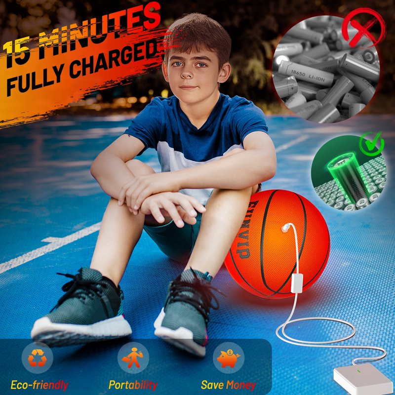 Glow in The Dark Basketball - LED Light Up Outdoor Sports Toy for Kids and Teens