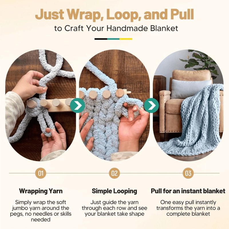 Wooden Knitting Loom Set for Beginners - Portable Yarn Craft Kit for Blankets & Accessories