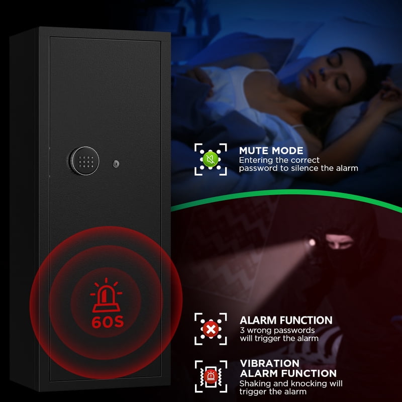 Large Gun Safe for Rifles and Pistols - Digital Keypad, Removable Shelves, Quick Access