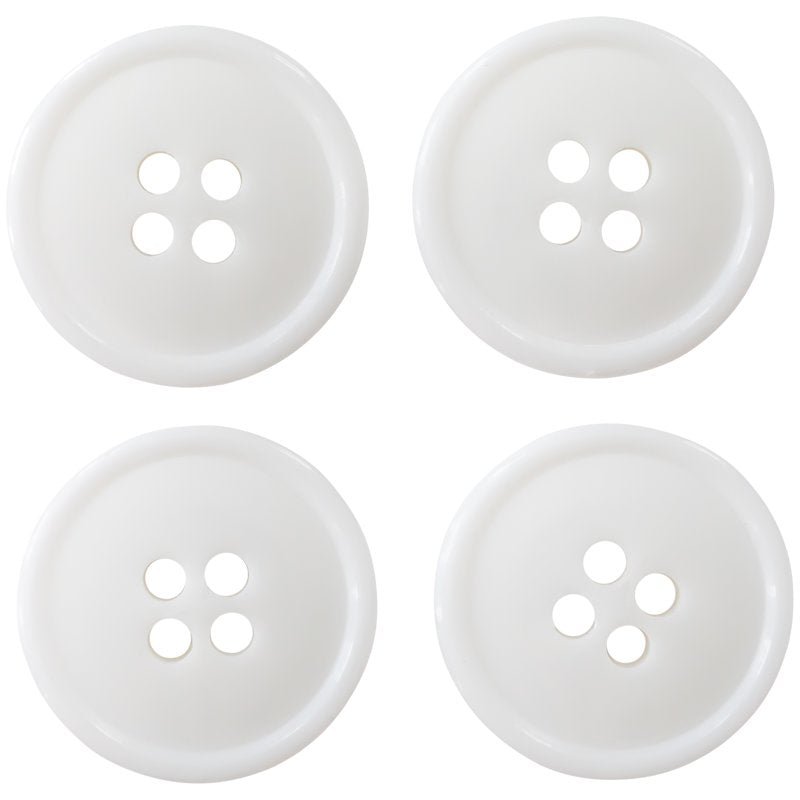 White 3/4 Inch 4-Hole Buttons - Pack of 3 for Sewing & Crafts
