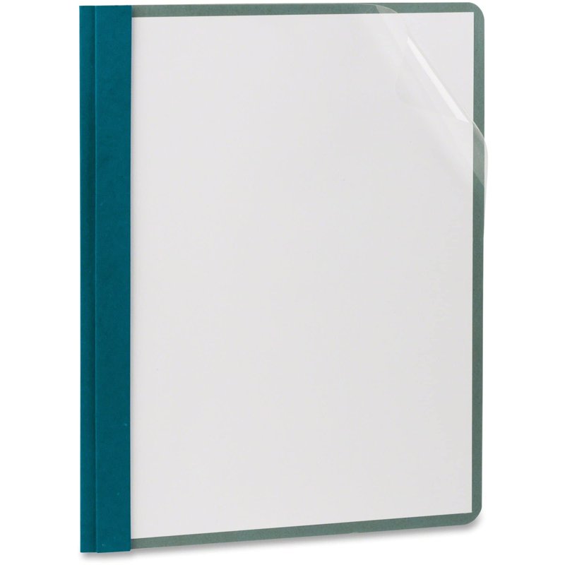 Earthwise Oxford 100% Recycled Clear Report Covers with 3-Prong Fastener, 0.5" Capacity, 8.5 x 11, Blue, Pack of 25