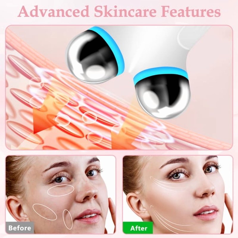 Microcurrent Facial Device for Anti-Aging Wrinkles Skin Rejuvenation - White