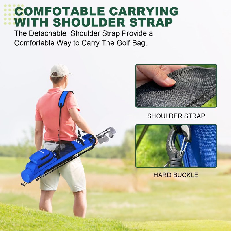 Lightweight Stand Golf Bag for Men and Women – Fits Up to 8 Clubs, Portable with Shoulder Strap