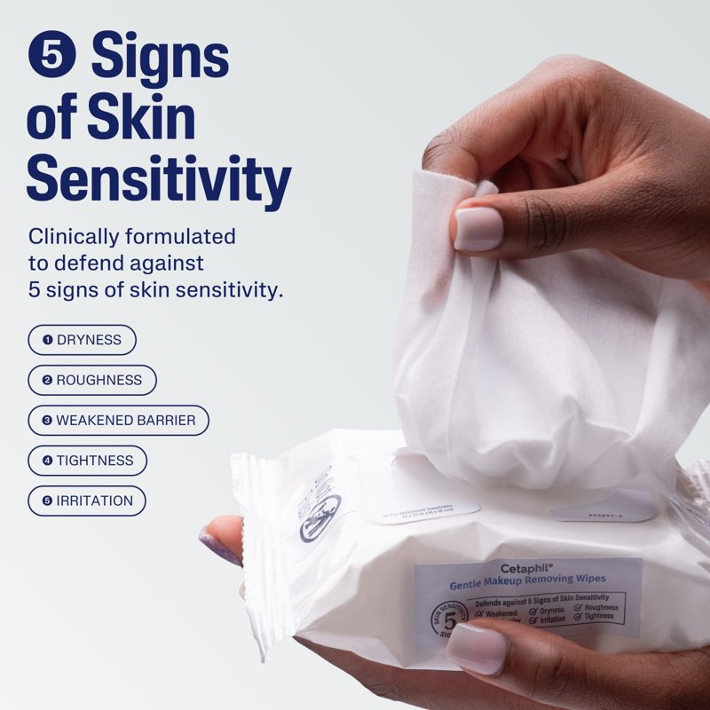 Gentle Makeup Remover Wipes for Sensitive Skin - Fragrance Free, 25 Sheets