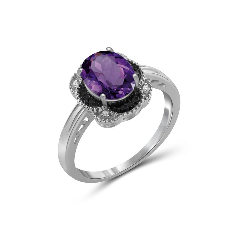 Sterling Silver Amethyst & Diamond Accent Ring - 1.65 Carat T.W. Gift-Ready Jewelry