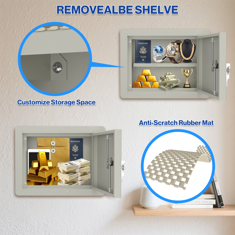 In Wall Money Safe with Key Lock - Heavy Duty Steel Discreet Security Box