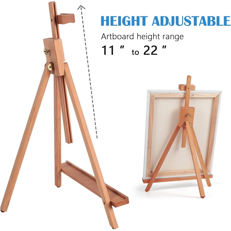 25-Inch Beechwood Tabletop Easel for Painting & Display, Adjustable Art Stand