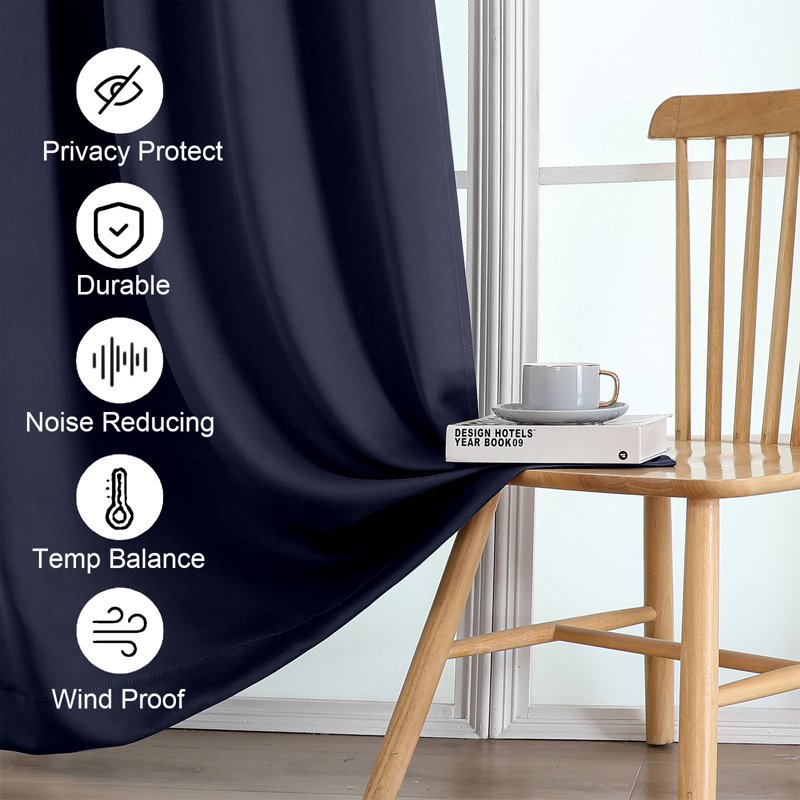Blackout Window Curtains Set - Thermal Insulated Room Darkening Drapes for Bedroom & Living Room