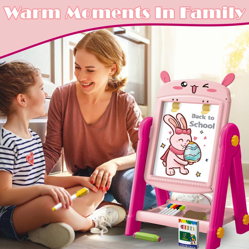 Kids Magnetic Drawing Easel - Double-Sided Art & Learning Board for 3-8 Year Olds