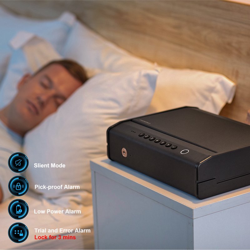 Biometric Gun Safe with Quick Access, Fingerprint, Passcode & App, Heavy Duty Pistol Lock Box