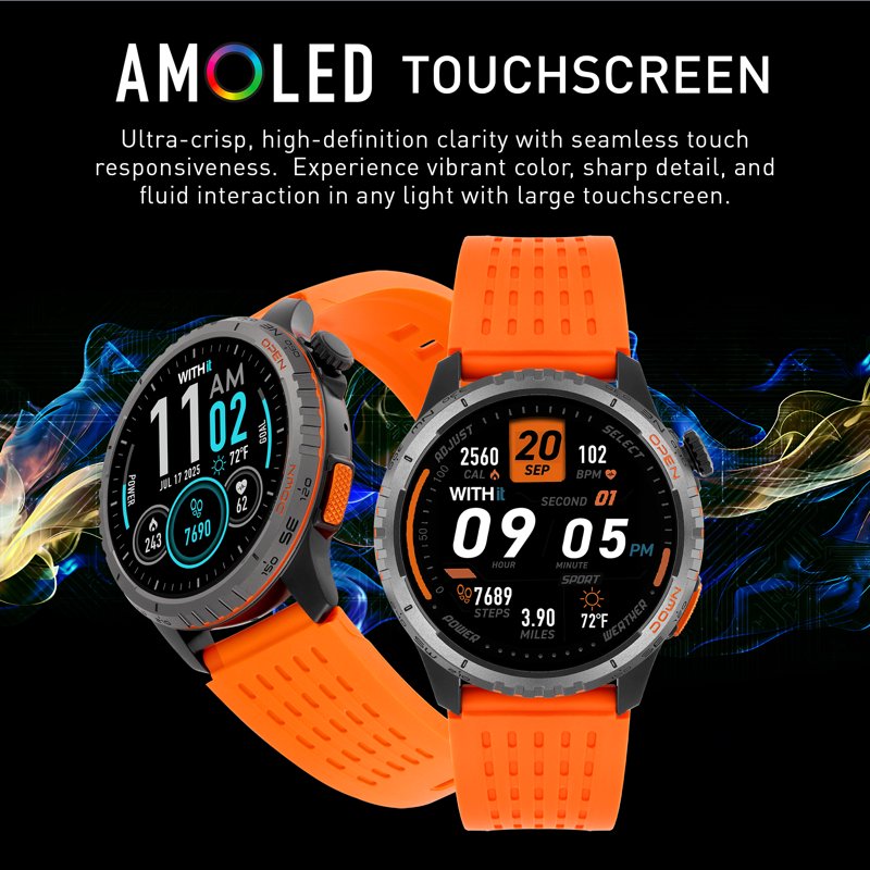 Unisex 1.43-Inch AMOLED Smartwatch with Fitness Tracking and Water Resistance