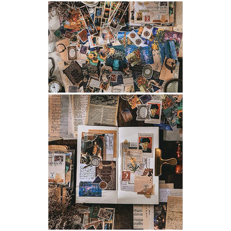 Vintage Scrapbook Paper & Sticker Ephemera Kit - 200 Pieces for Junk Journals & Mixed Media