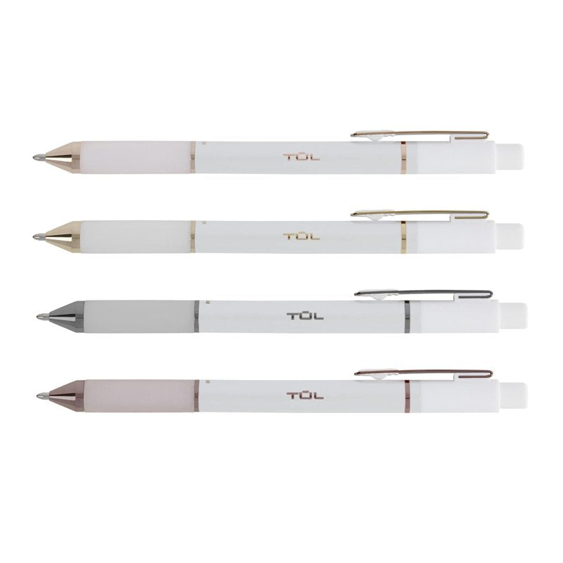 Retractable Gel Pens - Medium Point 0.7mm, Pearl White Barrel, Black Ink, Pack of 12