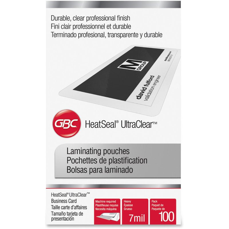 GBC HeatSeal Laminating Pouches Business Card Size 7 Mil 100 Pack