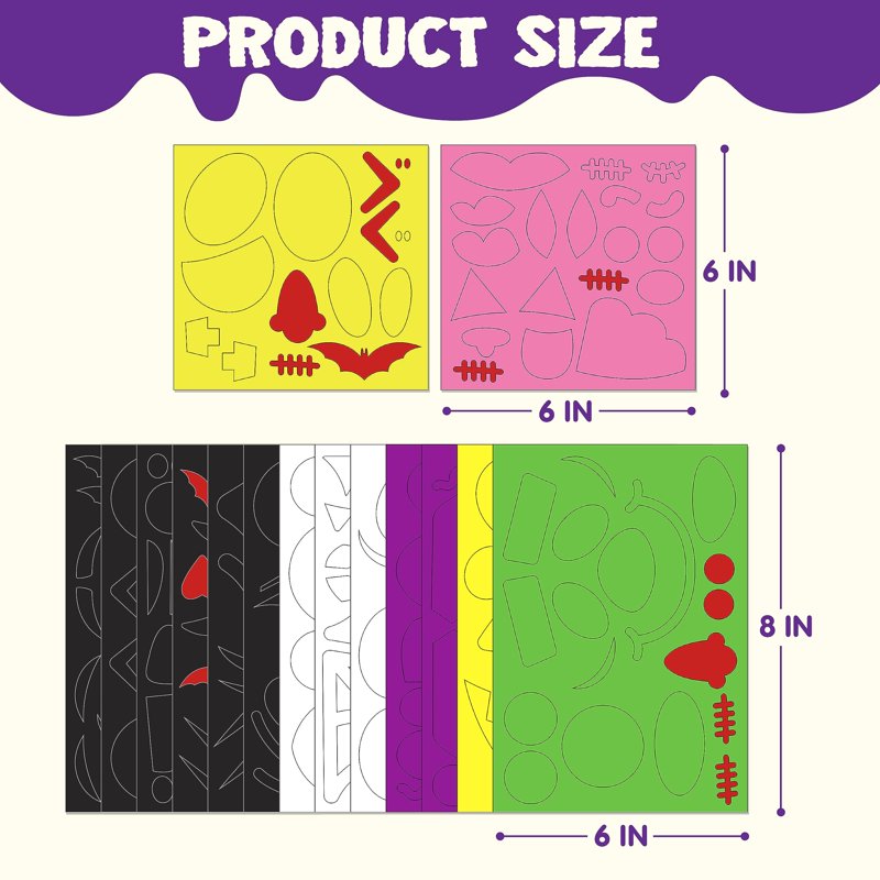 Halloween Pumpkin Foam Stickers Craft Kit - 16 Designs, 18 Sheets Kids Party Favors