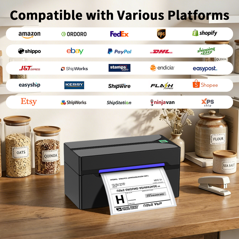 Bluetooth Thermal Shipping Label Printer 4x6 Portable for Small Business