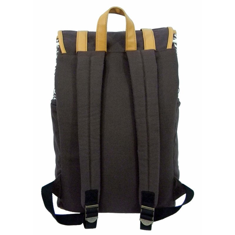 Unisex Canvas Laptop Backpack with Padded Compartment - Brown Trim