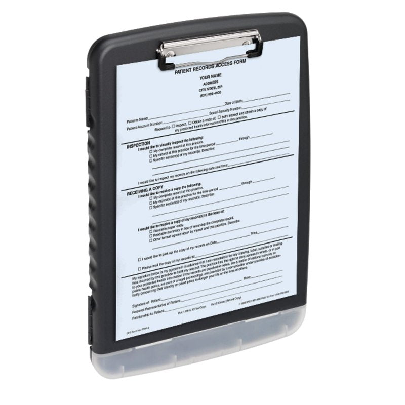 Portable Letter-Size Clipboard Storage Box with Compartments - Charcoal