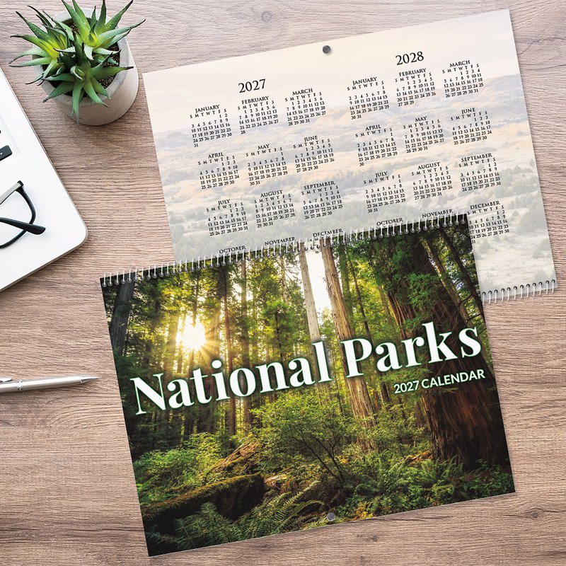 National Parks Wall Calendar 12x9 Inch Closed 18x12 Open Spiral-Bound Office & Home