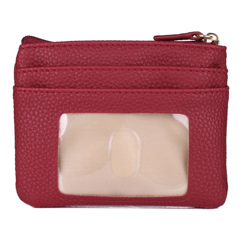 Women's RFID Coin & Card Case with Pebble Textured Vegan Leather - Multiple Colors