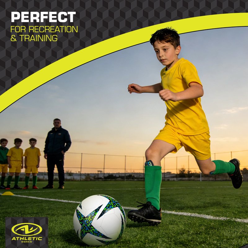 (2 Pack) Athletic Works Small Soccer Shin Guards for Kids - Durable PP Shell, Black/Blue/Green, Variation 4, S