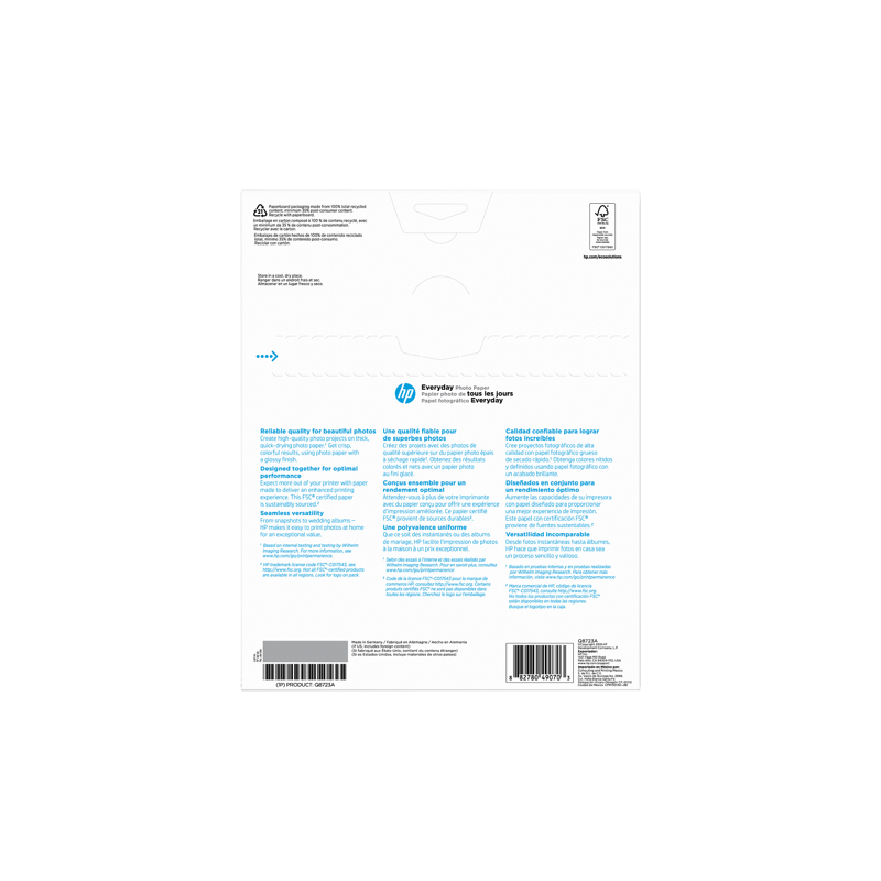 HP Everyday Semi-Gloss Photo Paper 8.5 x 11 Inch Letter Size - 50 Sheets