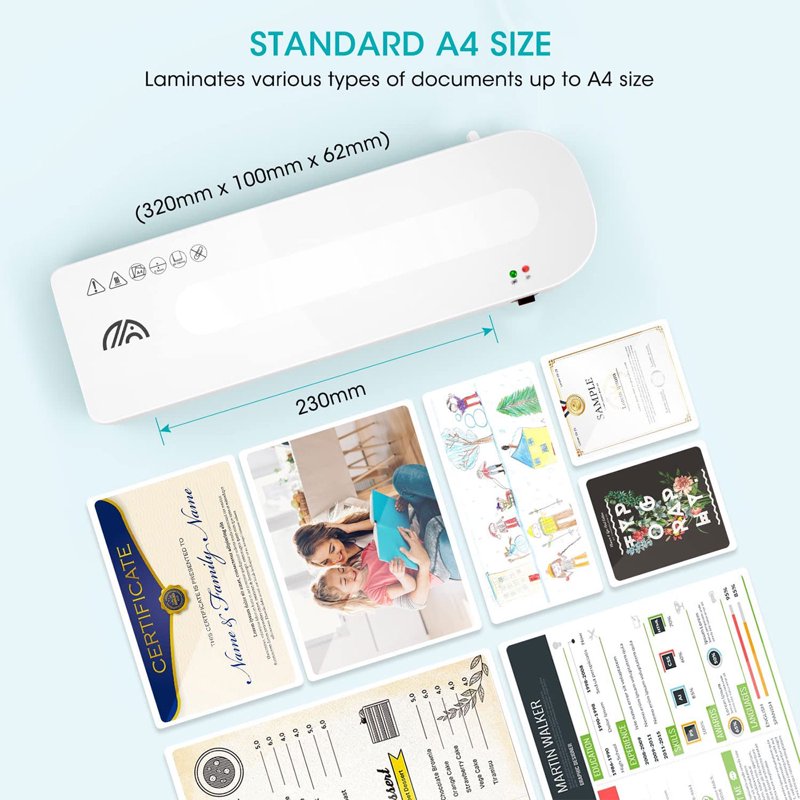 A4 Laminator Machine 3-in-1 Hot Cold Thermal Laminator for Office & Home