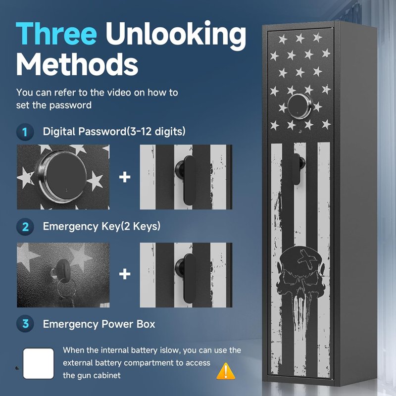 Large Gun Safe with Removable Shelves & Pistol Racks - Secure Storage
