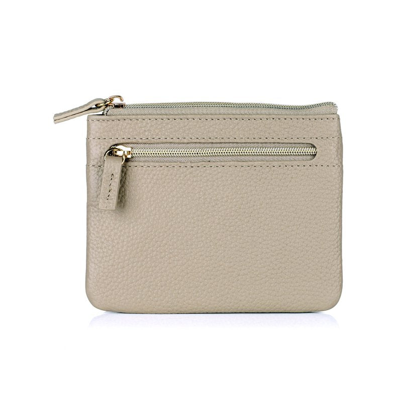 Dopp Women's Leather ID Coin Card Case with Zipper & Card Slots