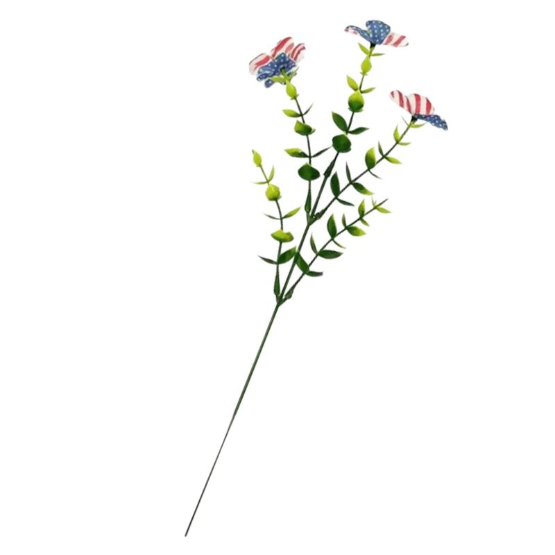Patriotic Artificial Flower Bouquet Red White Blue for 4th of July Decor