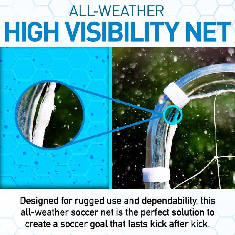 All-Weather Replacement Net for 10x5 Soccer Goals with Self-Sticking Straps