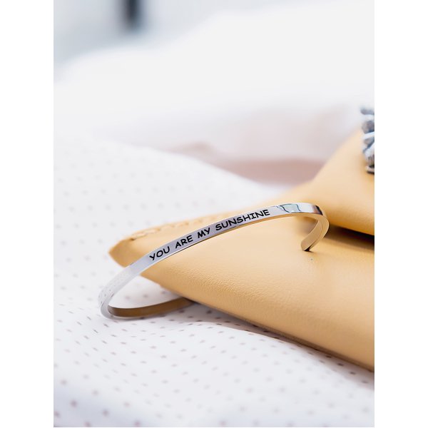 Engraved Stainless Steel Saying Bracelet - 8-inch Personal Gift for Women