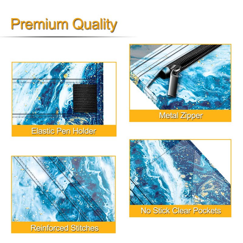 Server Book Organizer with Zipper Pocket and Pen Holder - PU Leather Restaurant Check Presenter for Waitstaff