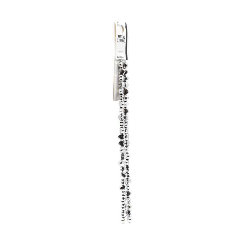 Silver Alloy Heart Bead Strand - 15 Inch Jewelry Making Supplies, 2 Pieces