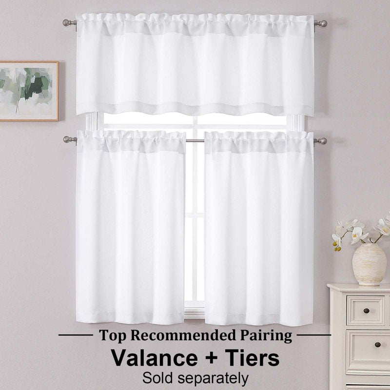 Light Filtering Curtain Set 36 Inch Length for Small Windows - 2 Pieces